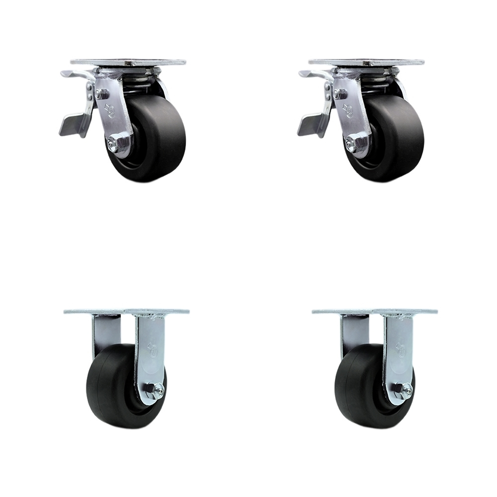 Service Caster, 4in. x 2in. Plate Casters, Wheel Diameter 4 in, Caster Type Swivel, Package (qty.) 1, Model# SCC-TTL30S420-POR-2-R420-2